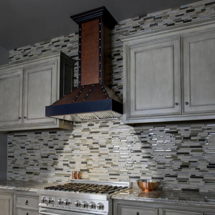 ZLINE 30" Outdoor Wall Mounted Range Hood in Hand-Hammered Copper / Oil-Rubbed Bronze Finish
