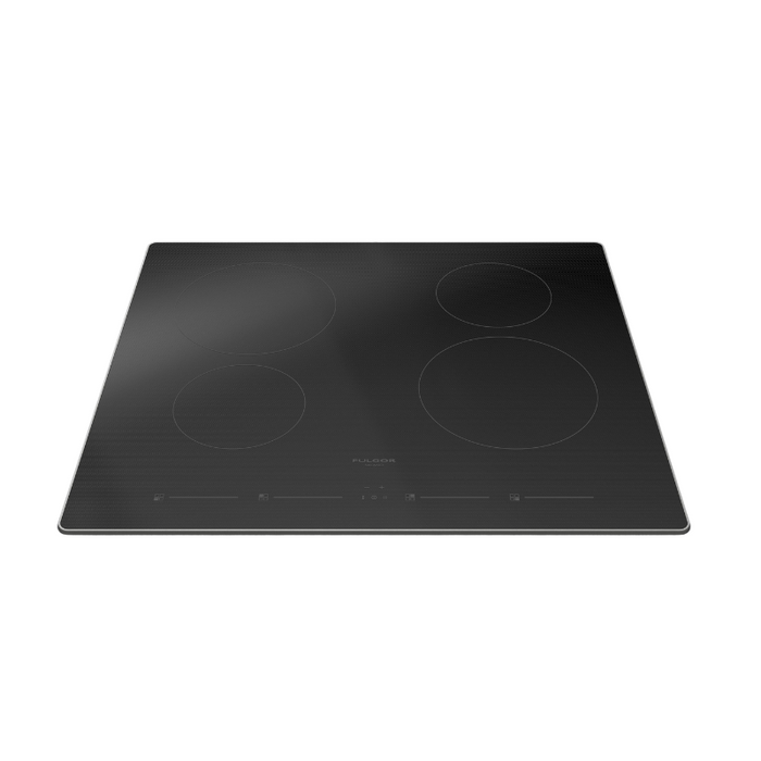 Fulgor Milano 24-Inch Distinto Built-In Induction Cooktop, 400 Series, 4 Cooking Zones, Touch Slide Controls, Brushed Aluminum Trim