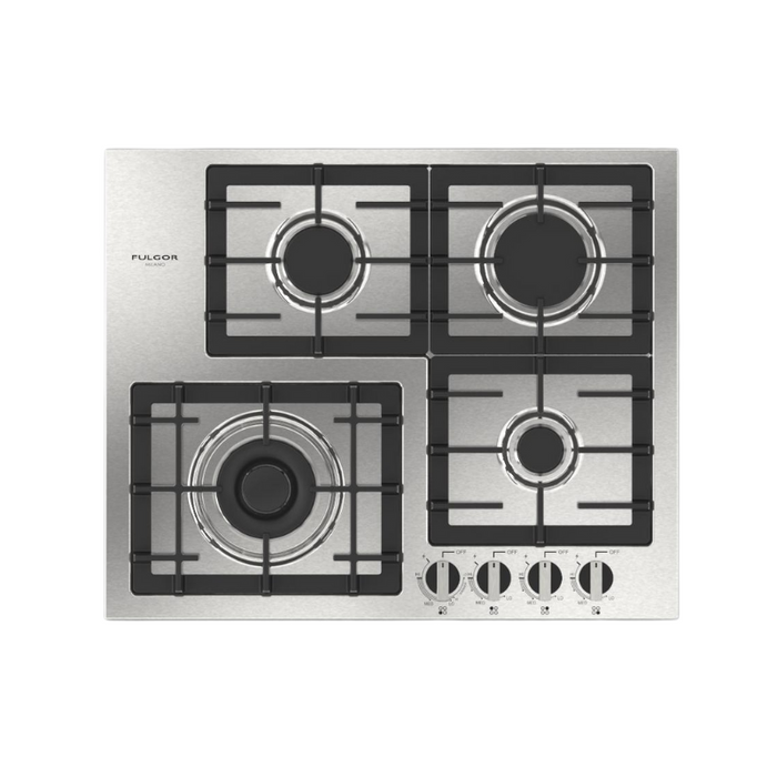 Fulgor Milano 24-Inch Distinto Built-In Gas Cooktop Largo, 400 Series, 4 Burners, N.A. Version, Stainless Steel - Will Be Discontinued