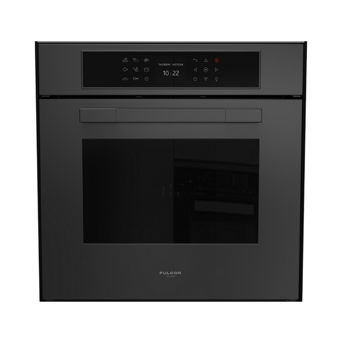 Fulgor Milano 24-Inch Matteo Built-In Electric Single Oven, 700 Series, Easy Clean, Dual Convection, Multi-Pass Broiler, Air Fry Function, 2 Standard Racks, Matte Black Finish