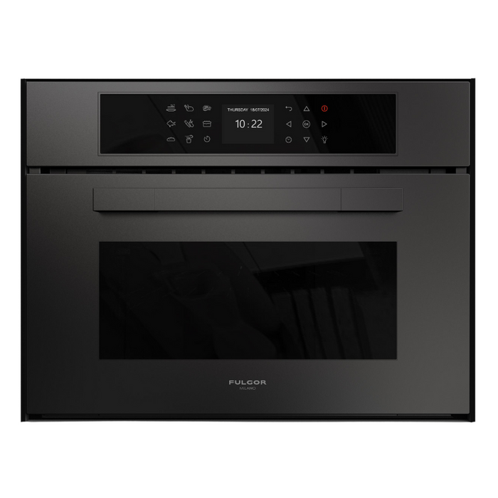 Fulgor Milano 24-Inch Matteo Built-In Steam Oven, 700 Series, Combination Steam Convection, Air Fry Function, Matte Black Finish