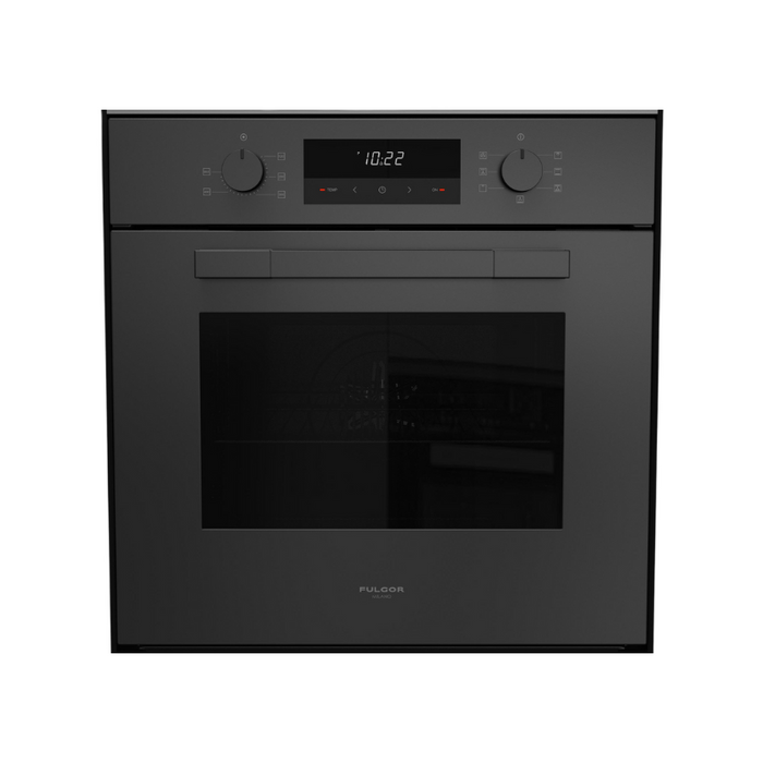 Fulgor Milano 24-Inch Matteo Built-In Electric Single Oven, 100 Series, Euro Height, Easy Clean Convection, 2 Standard Racks, Matte Black Finish