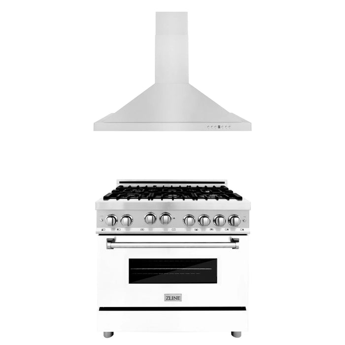 ZLINE 30" & 36" Dual Fuel Range and Convertible Vent Wall Mount Range Hood Kitchen Package