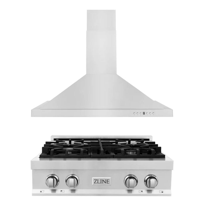 ZLINE Kitchen Package with Stainless Steel Rangetop and Convertible Range Hood (30", 36")