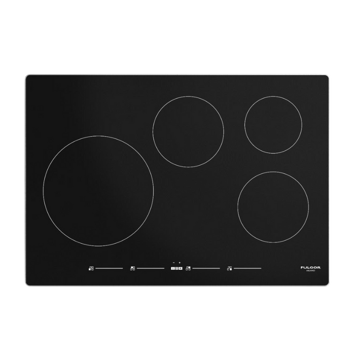 Fulgor Milano 30-Inch Distinto Built-In Induction Cooktop, 700 Series, Quantum Induction, 4 Cooking Zones, One 11” Max Power Zone, Touch Slide Controls, N.A. Version, Brushed Premium Trim