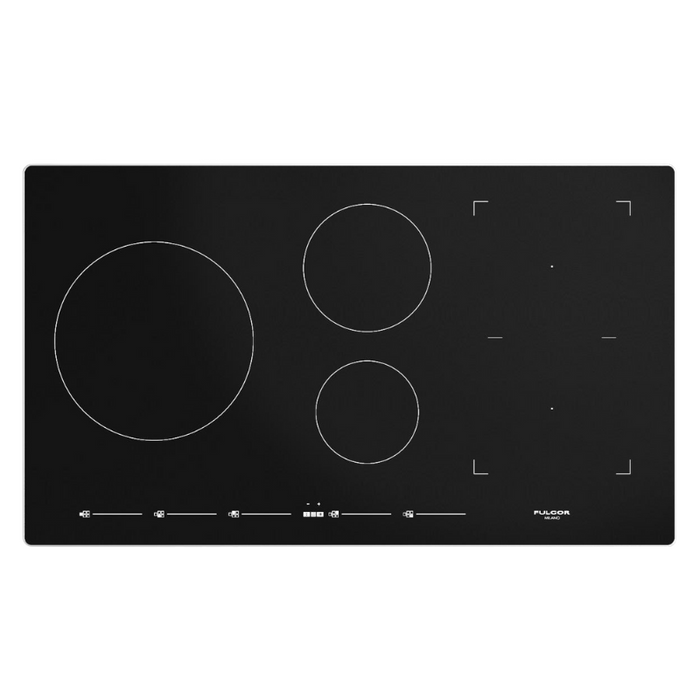 Fulgor Milano 36-Inch Distinto Built-In Induction Cooktop, 700 Series, Quantum Induction, 5 Cooking Zones, One 11” Max Power Zone, Bridge Zone, Touch Slide Controls, Brushed Aluminum Trim
