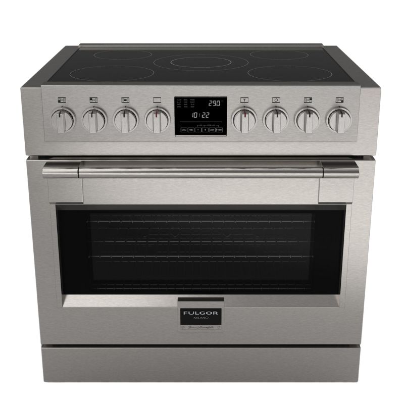 Fulgor Milano Sofia Pro 36-Inch Freestanding Induction Range, 600 Series, 5 Quantum Induction Burners, Self-Clean, Soft-Close Door