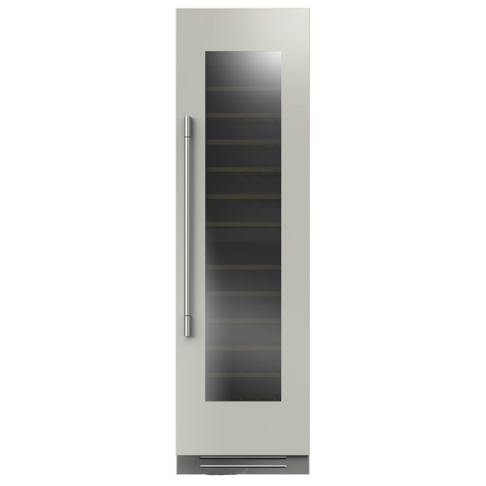 Fulgor Milano 24-Inch Pro Integrated Column Wine Cellar, 700 Series, RH, Overlay, Bottom Compressor, 2 Zones, Metal Interior, Stainless Soft-Closing Racks
