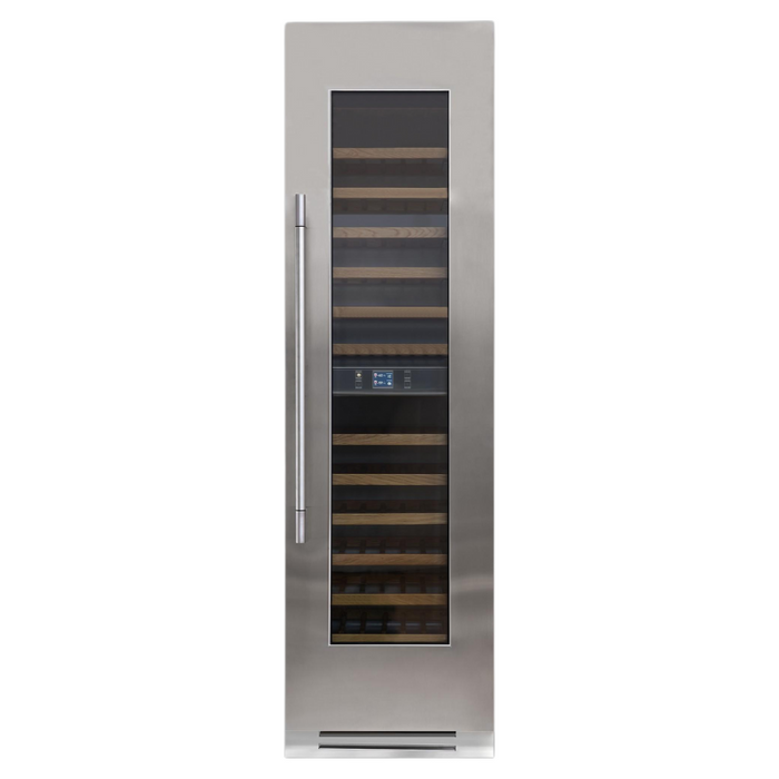 Fulgor Milano 24-Inch Pro Column Wine Cellar, 700 Series, RH, Stainless Cladded, Bottom Compressor, 2 Zones, Metal Interior, Stainless Soft-Closing Racks, Includes Pro Handle & Badge Accessory
