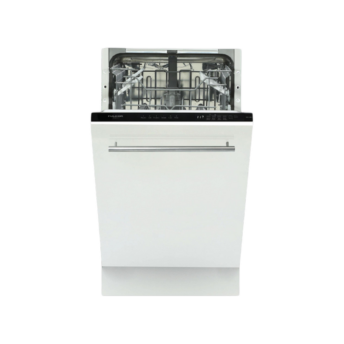 Fulgor Milano 18-Inch Distinto Built-In Dishwasher, 400 Series, ADA Compliant, Standard Tub, Top Control, Overlay Panel, 6 Cycles, 49 dB (Requires Custom Cabinet Panel)
