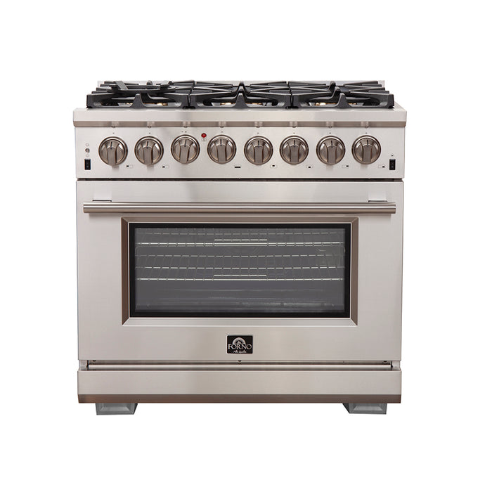 Forno Capriasca 36-Inch Freestanding Dual Fuel Range, 6 Burners, True Convection Oven