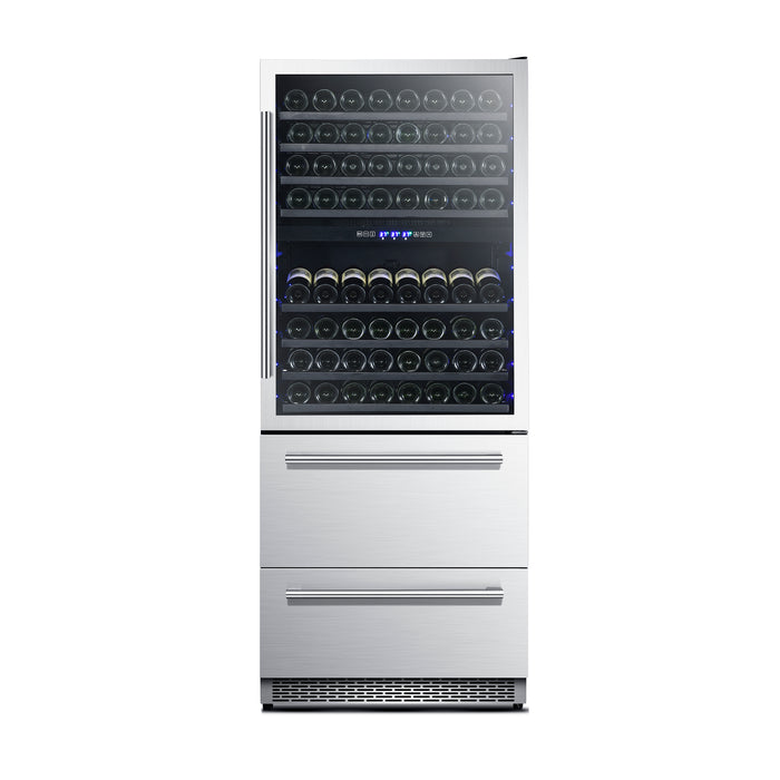 Forno Capraia Triple Temperature Zone Wine Cooler 6.25 cu.ft, Up to 144 Bottles, Two Refrigerated Drawers, Adjustable Temperature Zones