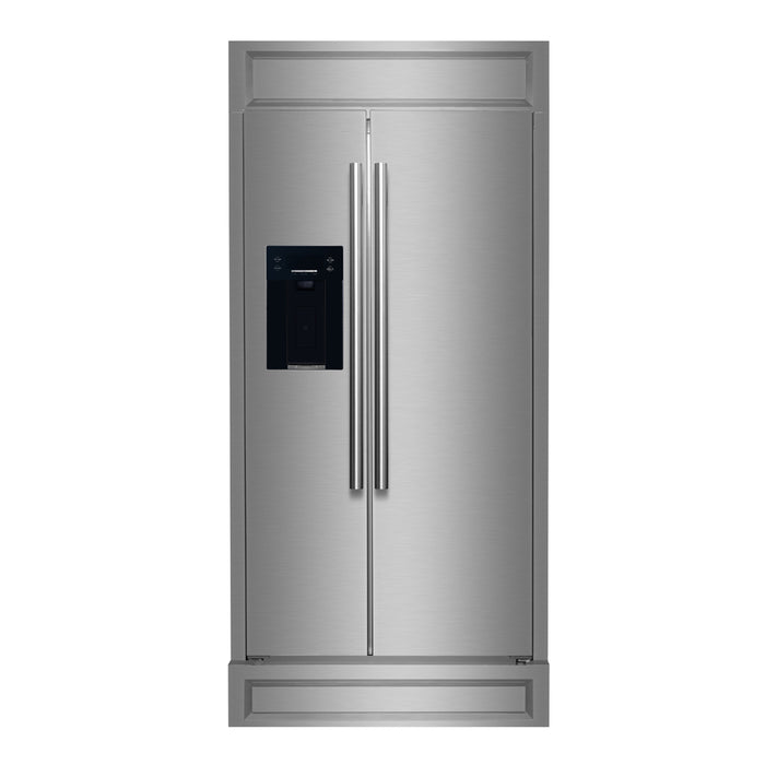 Forno Salerno Built-In Stainless Steel Refrigerator, 20 cu.ft, Modern Decorative Grill, ENERGY STAR Certified