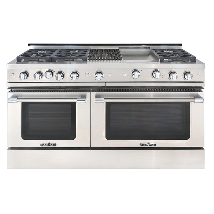 Capital Precision Series 60-Inch 19K BTU 6 Burner, Grill, & Griddle Double Door Grand Chef Range