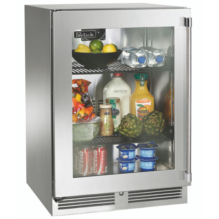 Perlick Signature Series 4.8 cu.ft Indoor Refrigerator, Stainless Steel Glass Door, Hinge Left, w/ Lock