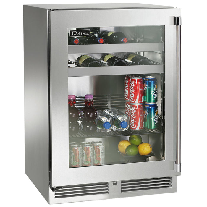 Perlick Signature Series 18" Shallow Depth Outdoor Beverage Center, Stainless Steel Glass Door