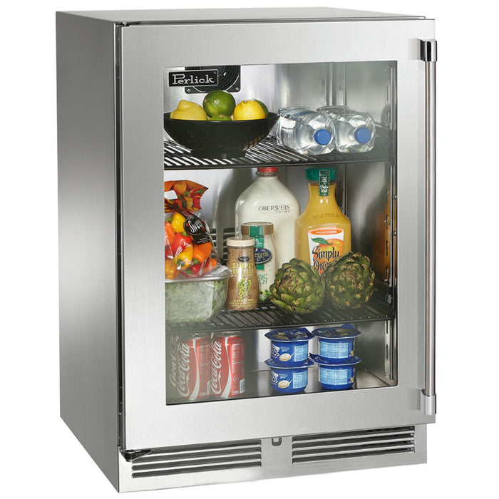 Perlick Signature Series 5.2 cu.ft Indoor Refrigerator, Stainless Steel Solid Door, Left Hinge
