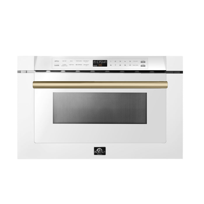 Forno Capoliveri Espresso 24-Inch Microwave Drawer, White, 1.2 cu.ft, 1000 Watts, Built-In, Touch Control LCD Display, Auto-Touch Open/Close, 11 Power Levels, Sensor Cooking