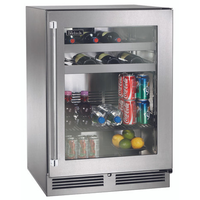 Perlick Signature Series 5.2 cu.ft Indoor Dual-Zone Refrigerator/Wine Reserve – Fully Integrated Panel-Ready Glass Door, Hinge Right, with Lock