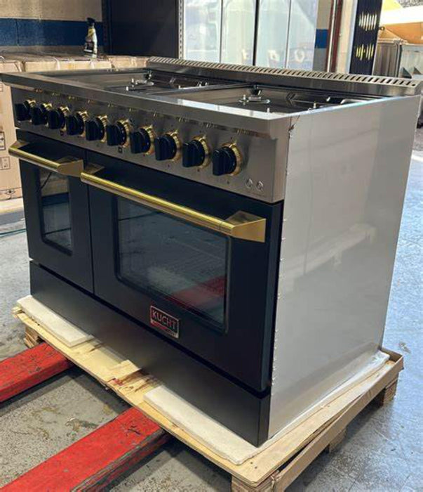 Kucht 481 LP 48" Pro Class Gas Range in Black Customized Gold