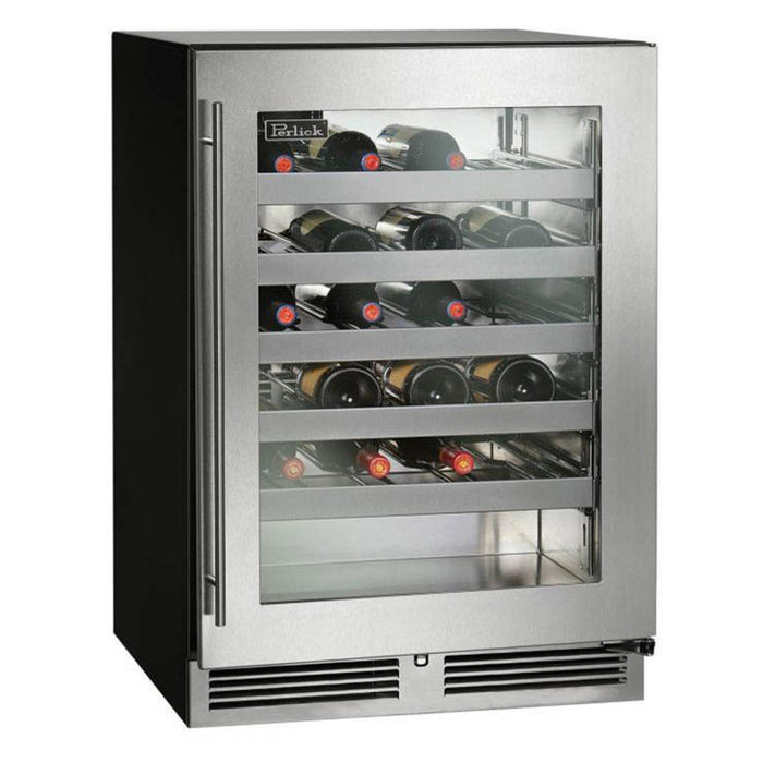 Perlick Signature Series 4.8 cu.ft Indoor Dual-Zone Wine Reserve with Fully Integrated Panel-Ready Glass Door, Hinge Right, with Lock