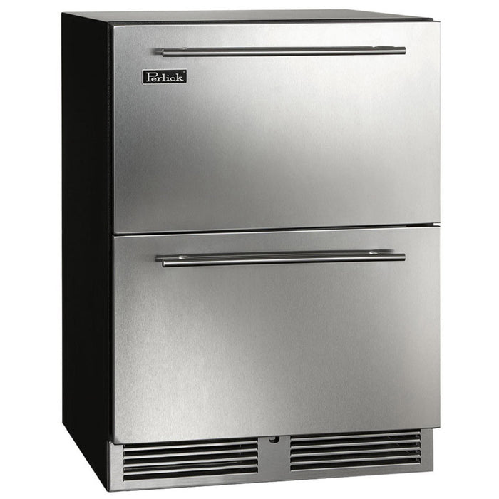 Perlick Signature Series 4.8 cu.ft ADA-Height Compliant Indoor Refrigerator Drawers, Stainless Steel, w/ Lock