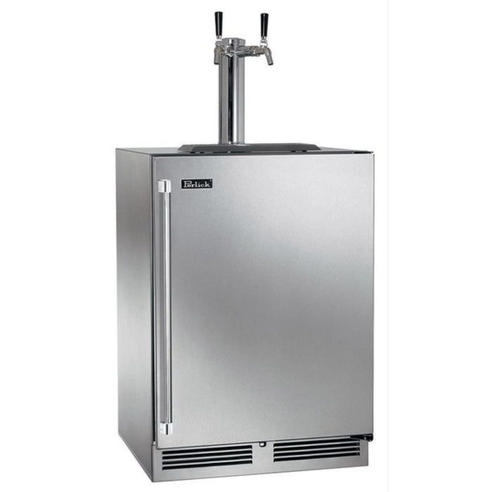 Perlick C-Series 24" Indoor Beer Dispenser, Dual Tap, Stainless Steel Solid Door