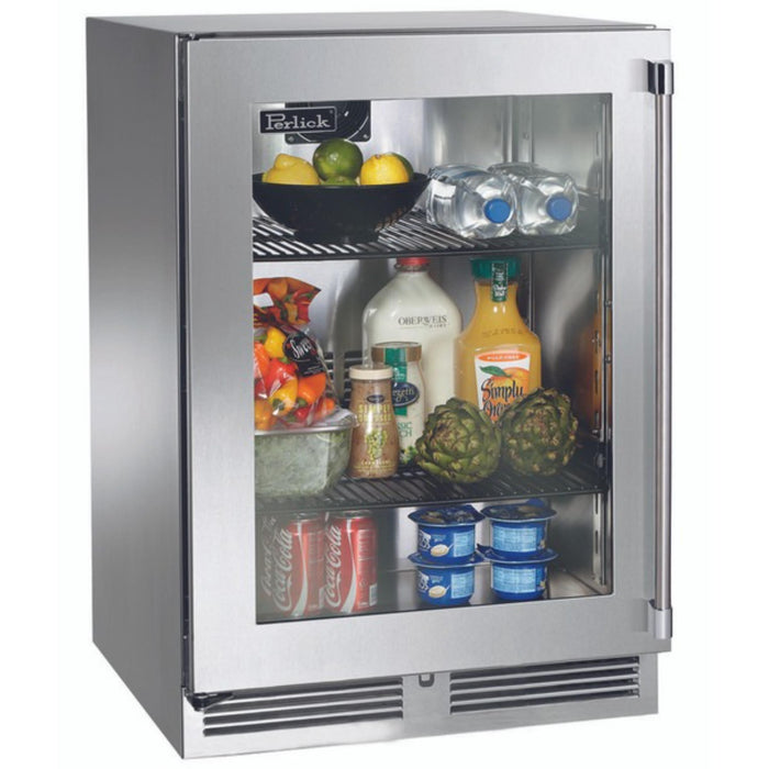 Perlick Signature Series 3.1 cu.ft Indoor Refrigerator, Shallow Depth, Stainless Steel Glass Door
