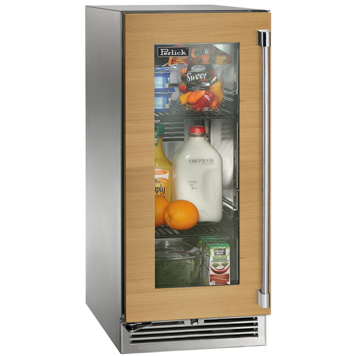 Perlick Signature Series 2.8 cu. ft Indoor Refrigerator, Stainless Steel Glass Door, Hinge Right, with Lock