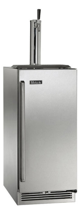 Perlick Signature Series 15" Indoor Beer Dispenser, Stainless Steel Solid Door, Left Hinge