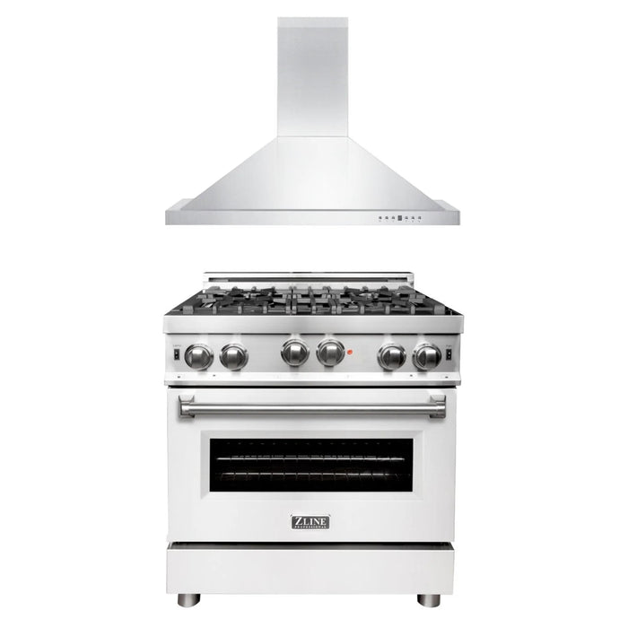 ZLINE 30" & 36" Dual Fuel Range and Convertible Vent Wall Mount Range Hood Kitchen Package