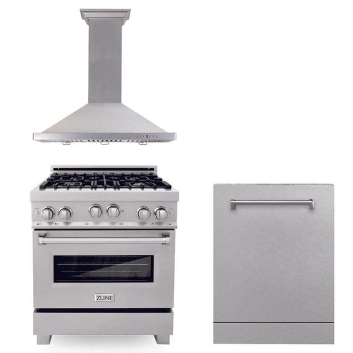 ZLINE 30" & 36" Kitchen Packages with Stainless Steel Gas Range, Convertible Vent Range Hood, and Dishwasher