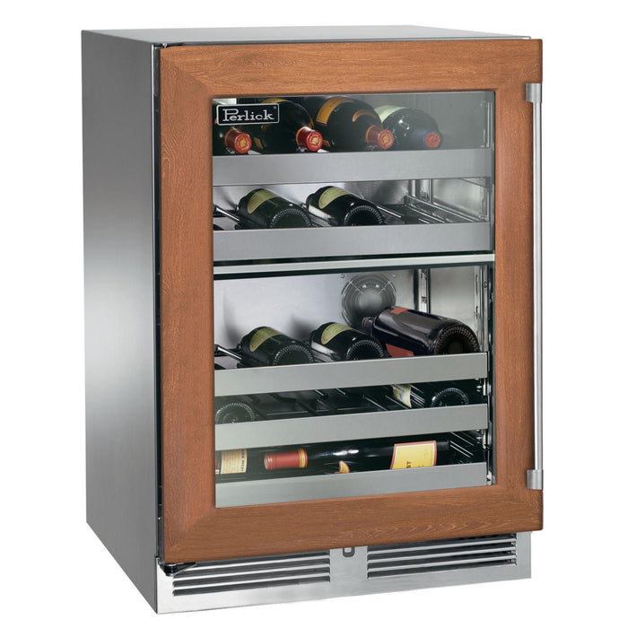 Perlick Signature Series 5.2 cu.ft Marine Grade Dual-Zone Wine Reserve w/ Fully Integrated Panel-Ready Glass Door, Hinge Right, w/ Lock