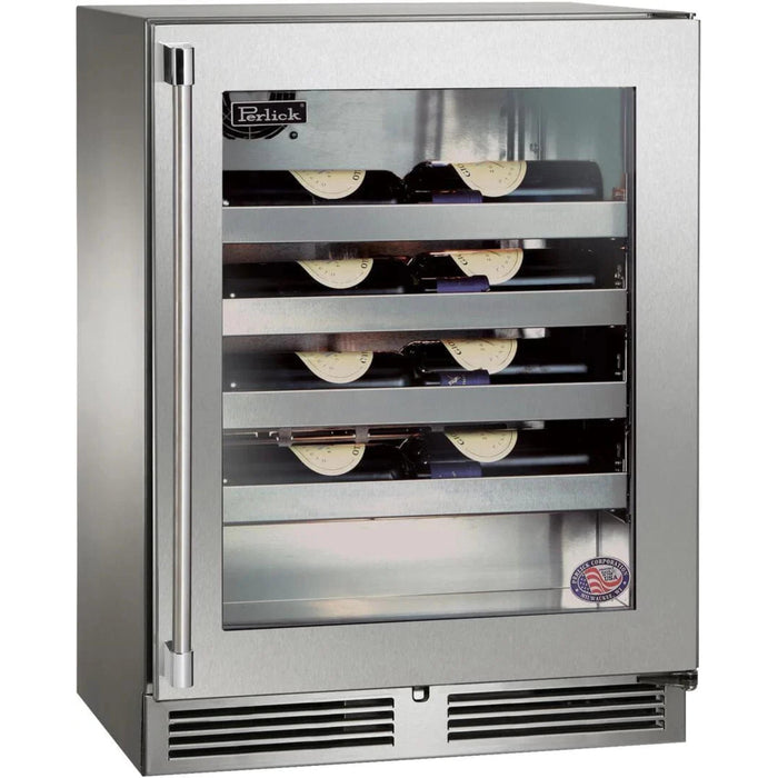 Perlick Signature Series 18" Shallow Depth Outdoor Wine Reserve, Stainless Steel Glass Door