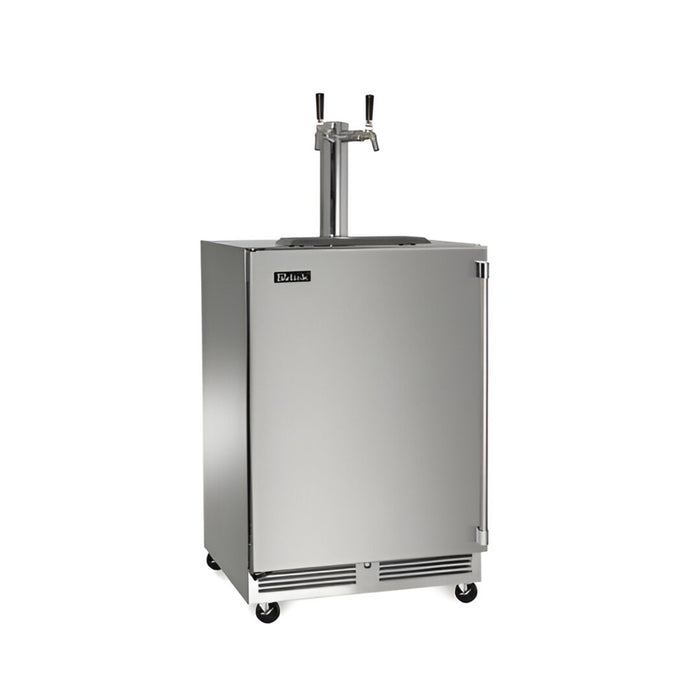 Perlick Signature Series 24" Mobile Dual-Faucet Beer Dispenser with Casters