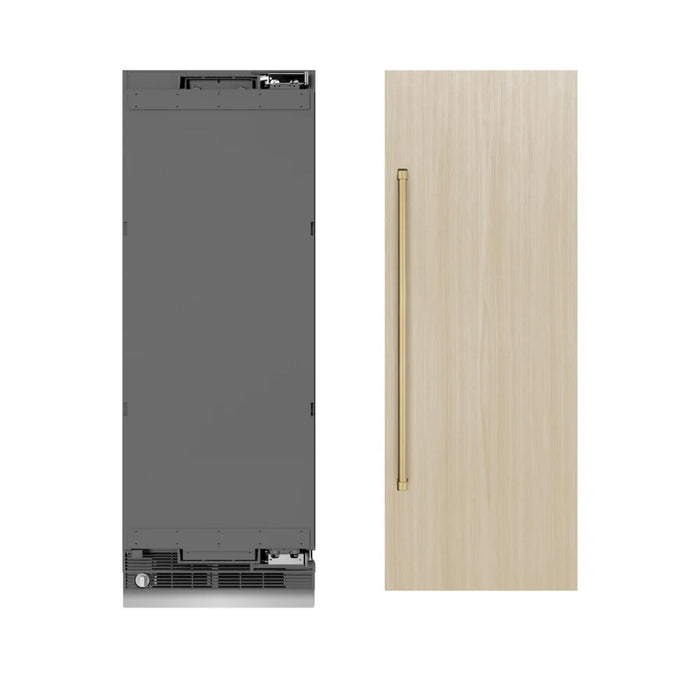 ZLINE 30-Inch 16.7 Cu. Ft. Autograph Edition Panel Ready Column Refrigerator with Graphite Gray Interior and Polished Gold Accents