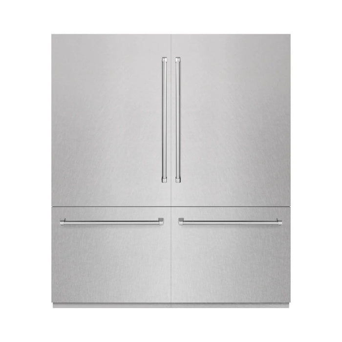 ZLINE 72" Built-In French Door Bottom Freezer Refrigerator with Water Dispensers and Ice Makers in Satin Stainless Steel