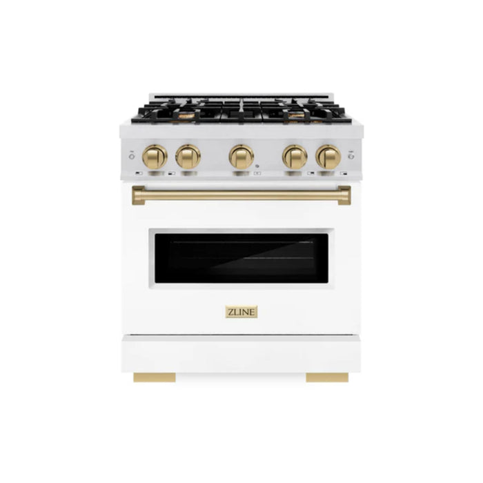 ZLINE Autograph Edition Classic Dual Fuel Ranges in White Matte.