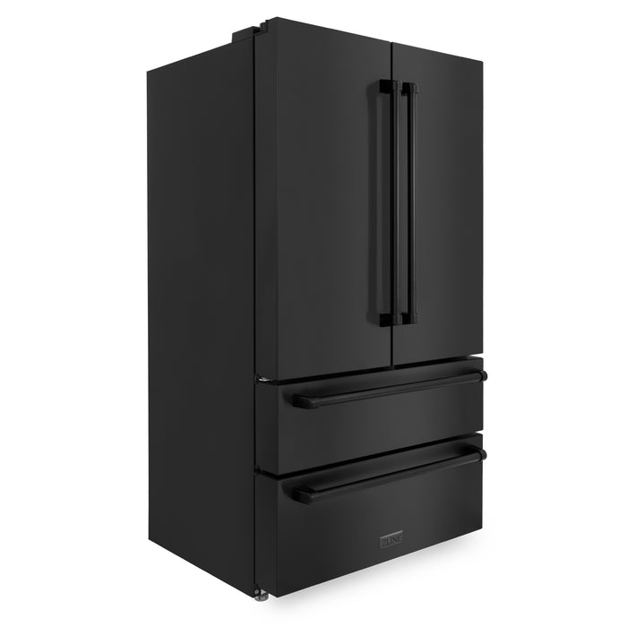 ZLINE 22.5 cu.ft. Counter-Depth French Door Refrigerator with Ice Maker in Fingerprint-Resistant Black Stainless Steel