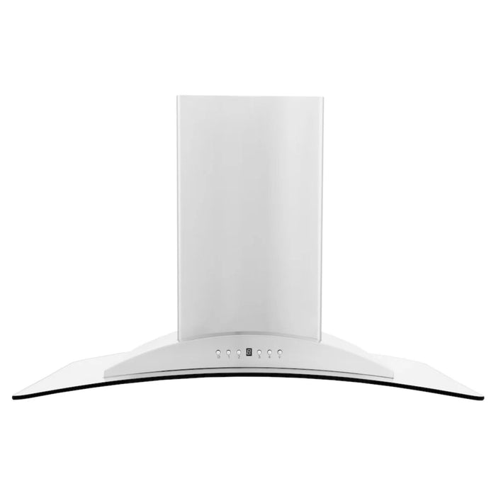 ZLINE Convertible Vent Island Mount Range Hoods with Curved Glass Canopy