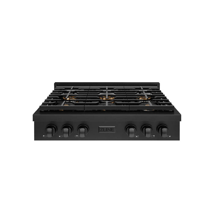 ZLINE Paramount Gas Rangetop with 6 and 8 Burner DuoPro™ Cooktops in Black Stainless Steel