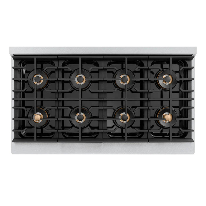 ZLINE Autograph Edition Paramount Gas Rangetops with 6 and 8 Burner DuoPro™ Cooktops, Satin Stainless Steel Finish, and Champagne Bronze Accents