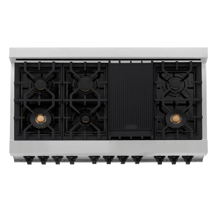 ZLINE Autograph Edition 30" & 48" Stainless Steel Dual Fuel Range, Convertible Vent Range Hood, and Dishwasher Kitchen Package with Matte Black Accents