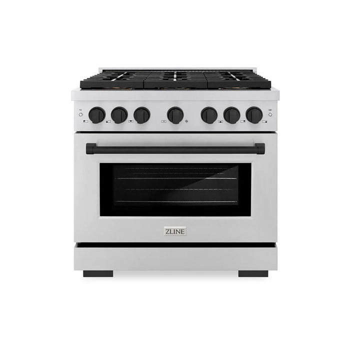 ZLINE Autograph Edition 48" & 36" Paramount Gas Ranges with 6 and 8 Burner DuoPro™ Cooktop and Dual Ovens in Stainless Steel with Black Matte, Polished Gold, and Champagne Bronze Accents
