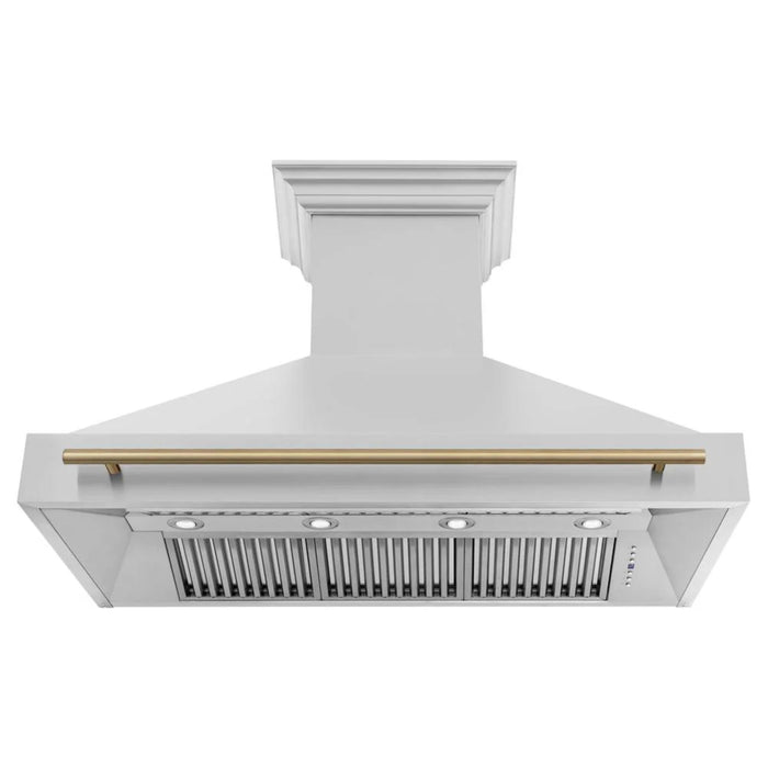 ZLINE Autograph Edition 30", 36", & 48" Stainless Steel Dual Fuel Range, Convertible Vent Range Hood, and Dishwasher Kitchen Package with Champagne Bronze Accents
