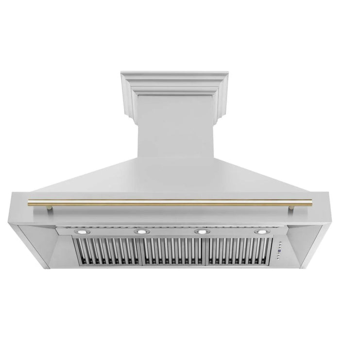 ZLINE Autograph Edition 30", 36", & 48" Stainless Steel Dual Fuel Range, Convertible Vent Wall Mount Range Hood, and Dishwasher Kitchen Package with Polished Gold Accents