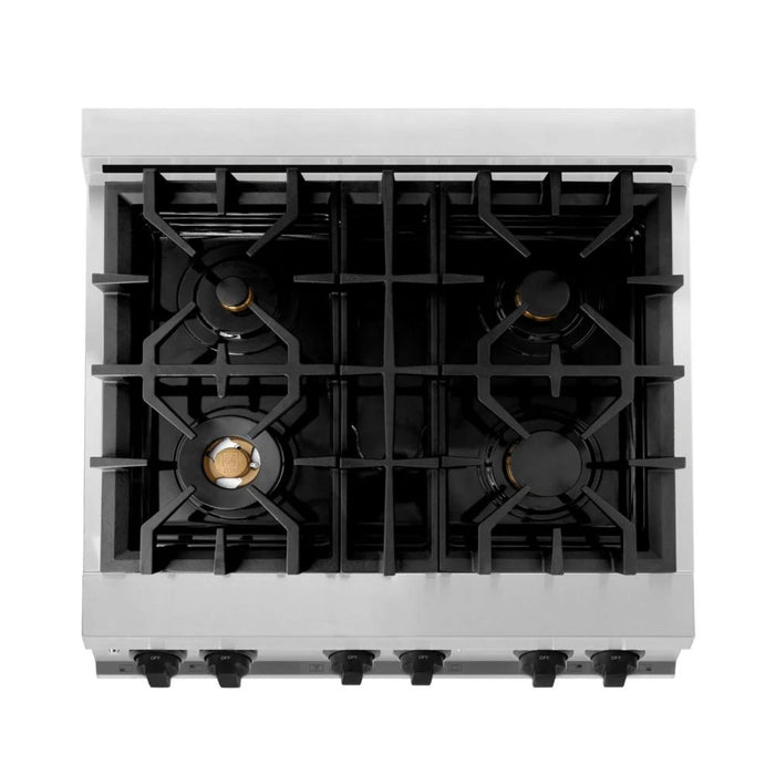 ZLINE Autograph Edition 30" & 48" Stainless Steel Dual Fuel Range, Convertible Vent Range Hood, and Dishwasher Kitchen Package with Matte Black Accents