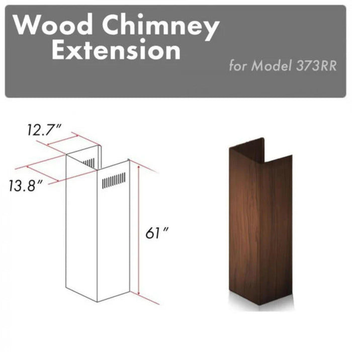 ZLINE 61" Wooden Chimney Extension for Walnut Wall Mount Range Hood