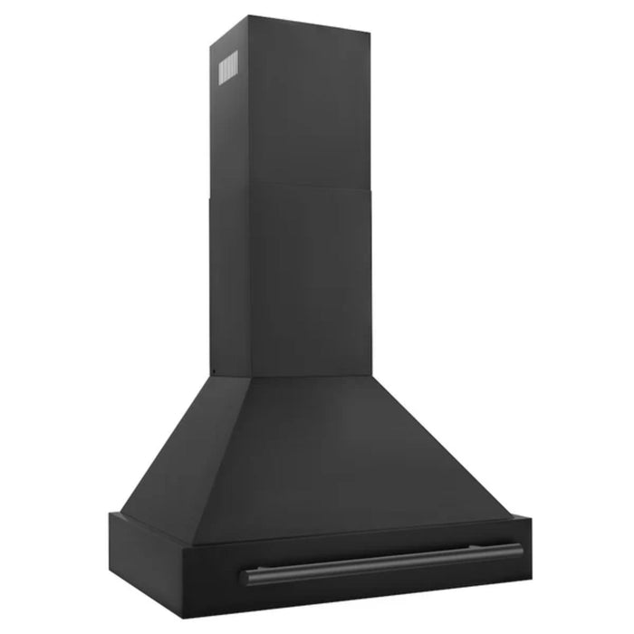 ZLINE Black Stainless Steel Wall Mount Range Hood with Handle