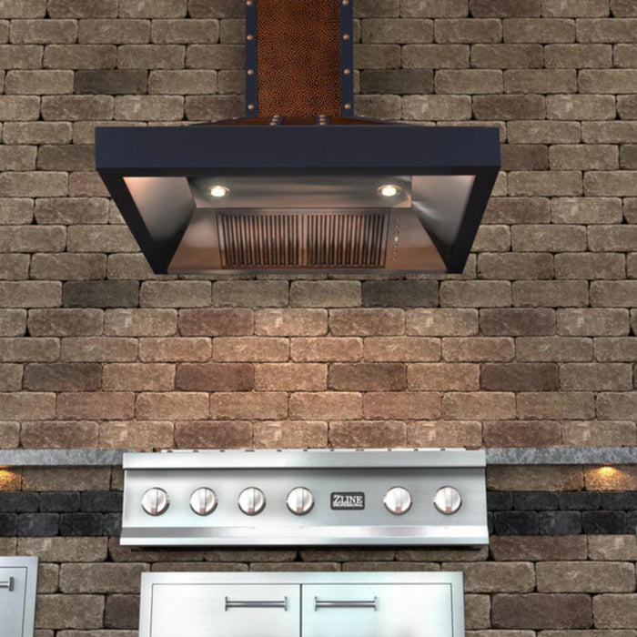 ZLINE 30" Outdoor Wall Mounted Range Hood in Hand-Hammered Copper / Oil-Rubbed Bronze Finish